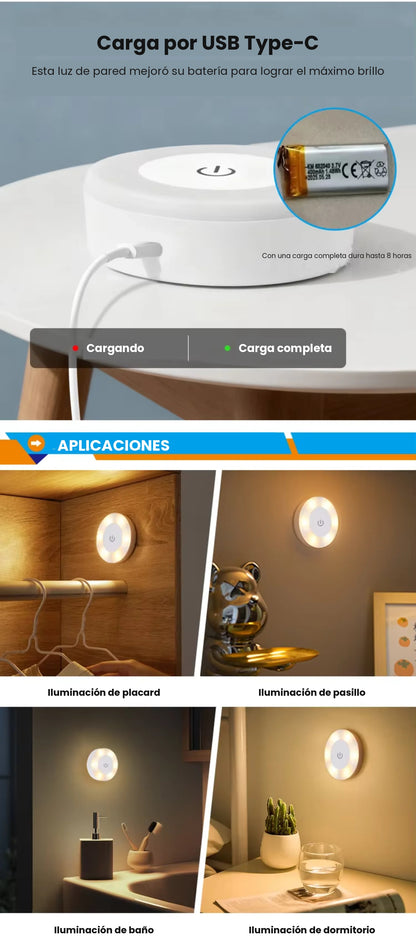 Luz Instantánea Donde La Necesites — Mini Lámpara LED Táctil Recargable
