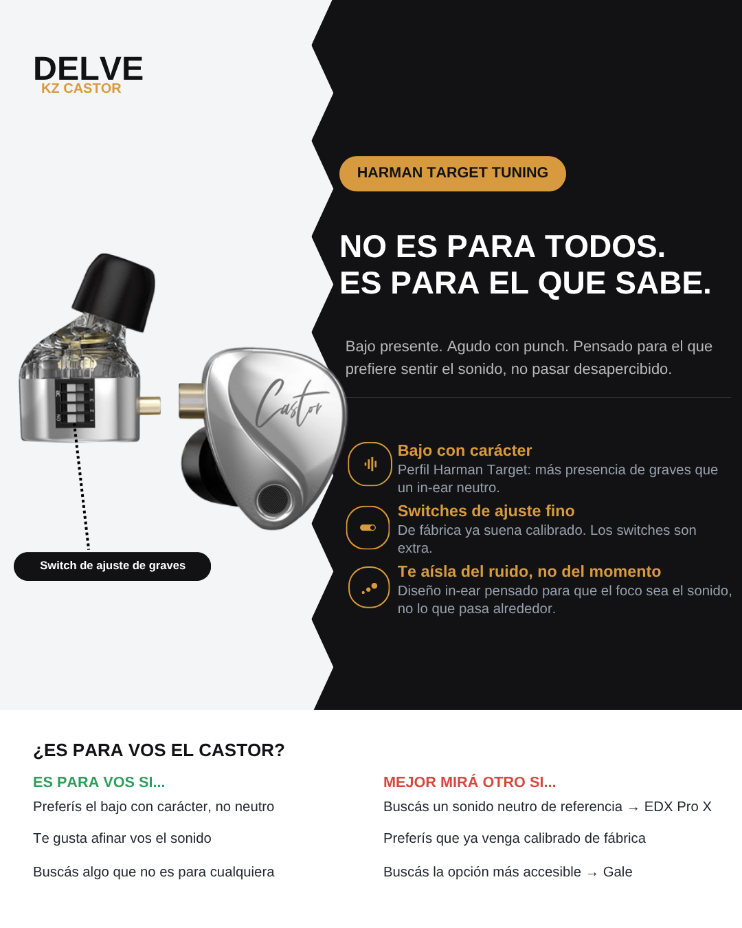 KZ Castor — Afinación de Estudio (Harman Target Natural Tuning)