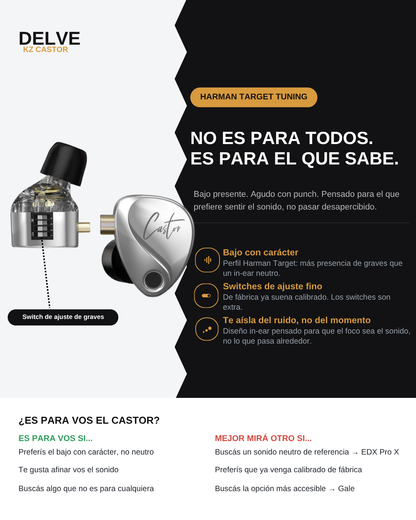 KZ Castor — Afinación de Estudio (Harman Target Natural Tuning)