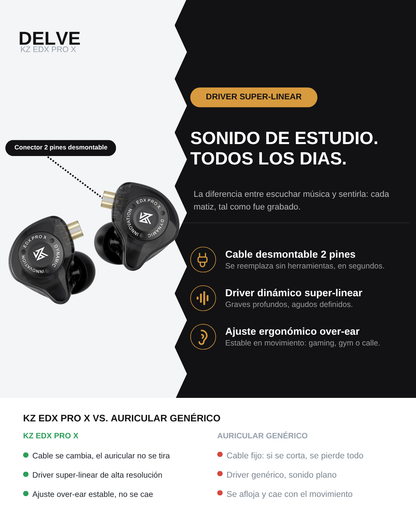 KZ EDX Pro X — Sonido Nítido, Elegí tu Estilo
